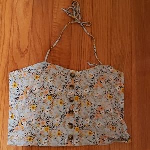 American Eagle Blue floral halter top